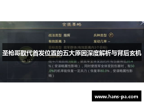 圣枪哥取代首发位置的五大原因深度解析与背后玄机
