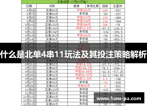什么是北单4串11玩法及其投注策略解析