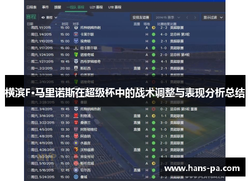 横滨F·马里诺斯在超级杯中的战术调整与表现分析总结